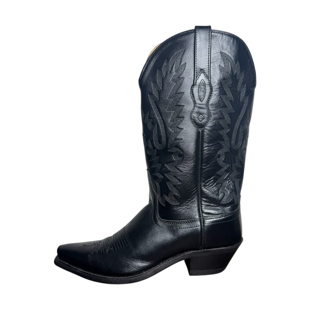 Old West Black Leather Western Cowboy Boots LF1510 Women's Size 7.5 Classic - Picture 5 of 12